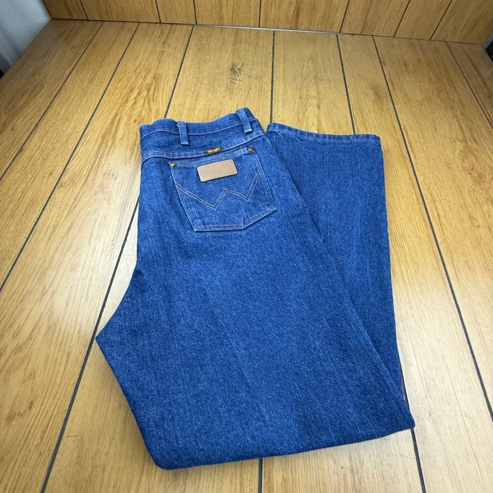 Wrangler 936PWD Cowboy Cut Slim Fit Jeans Mens 38x29 Blue Indigo Denim Straight